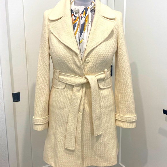 Jackets & Blazers - Vintage 70’s Textured Cream 70% Wool, Belted Coat |Size 12
